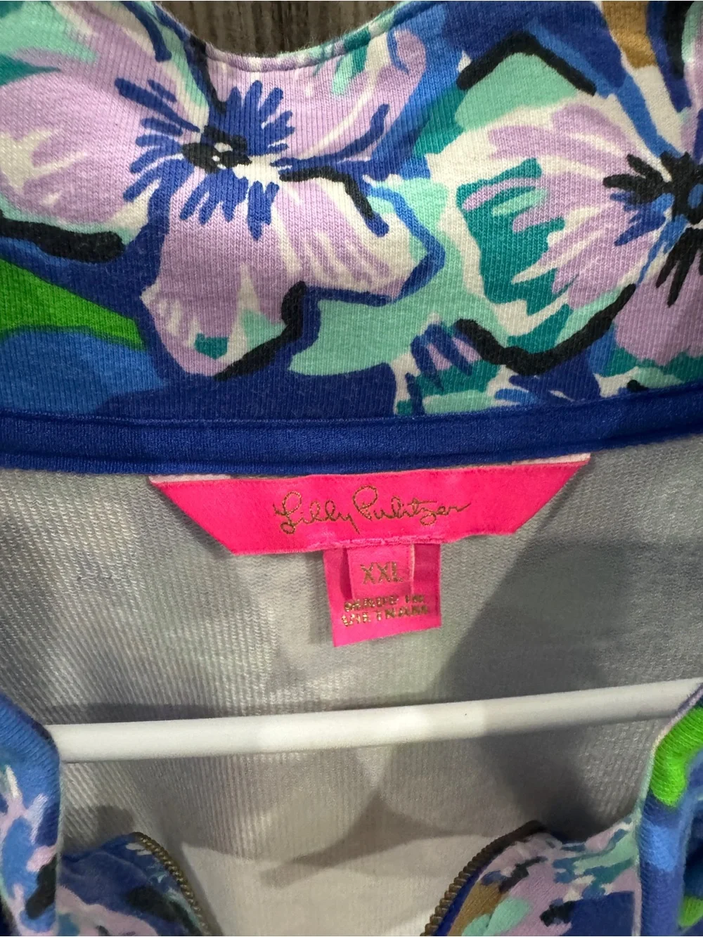 Lilly Pulitzer Blue Multi Floral Quarter-Zip Jacket